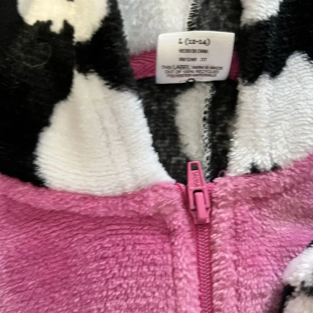Hooded Cow Costume/Pajamas 1pc Zip Up Suit With Hood Size L
